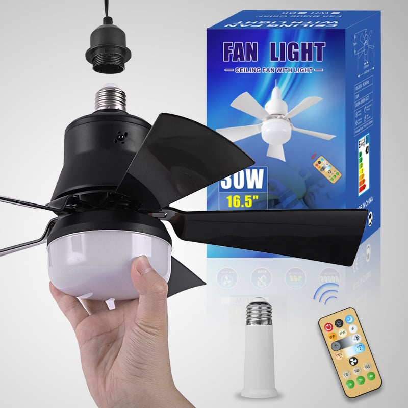 ⏳LAST DAY SALE 49% OFF🔥40W LED Ceiling Fan Light – 20.5” Ultra-Quiet with Remote 🎯 | E27 + FREE B22 Adapter 🔌 | For Bedroom 😴, Kitchen 👩🍳 & Garage 🛠️