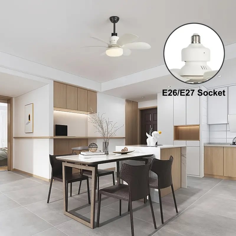 ⏳LAST DAY SALE 49% OFF🔥40W LED Ceiling Fan Light – 20.5” Ultra-Quiet with Remote 🎯 | E27 + FREE B22 Adapter 🔌 | For Bedroom 😴, Kitchen 👩‍🍳 & Garage 🛠️