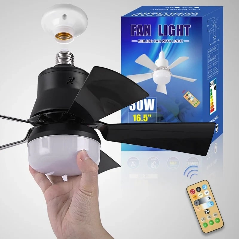 ⏳LAST DAY SALE 49% OFF🔥40W LED Ceiling Fan Light – 20.5” Ultra-Quiet with Remote 🎯 | E27 + FREE B22 Adapter 🔌 | For Bedroom 😴, Kitchen 👩‍🍳 & Garage 🛠️
