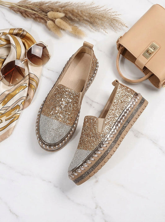 Rhinestone Sequin Slip-on Loafer Shoes