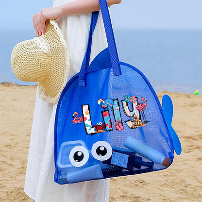Personalized Adorable Fish Mesh Summer Beach Bag | CWBeach214