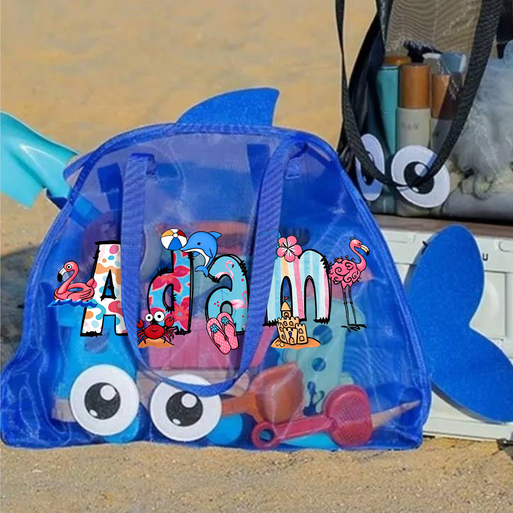 Personalized Adorable Fish Mesh Summer Beach Bag | CWBeach214