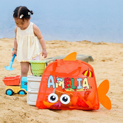 Personalized Adorable Fish Mesh Summer Beach Bag | CWBeach214