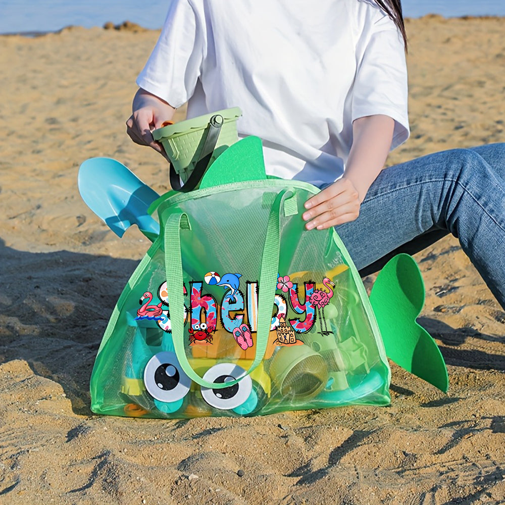 Personalized Adorable Fish Mesh Summer Beach Bag | CWBeach214