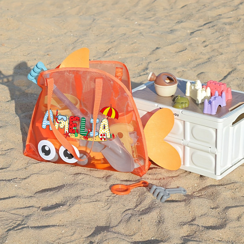 Personalized Adorable Fish Mesh Summer Beach Bag | CWBeach214
