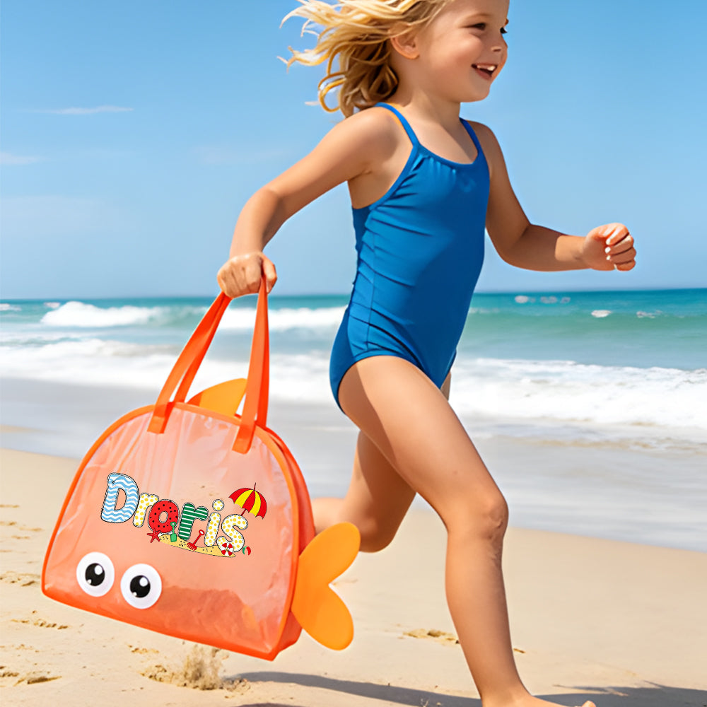 Personalized Adorable Fish Mesh Summer Beach Bag | CWBeach214