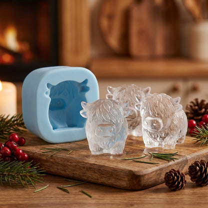 ⏳Last Day Special Price $8.99!!🐮 Mini Highland Cow Ice Cube Mold – Cute 3D Ice for Drinks, Parties & Gifts