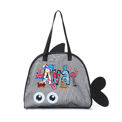 Personalized Adorable Fish Mesh Summer Beach Bag | CWBeach214