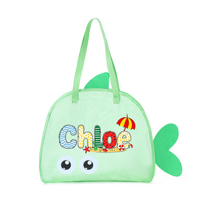 Personalized Adorable Fish Mesh Summer Beach Bag | CWBeach214