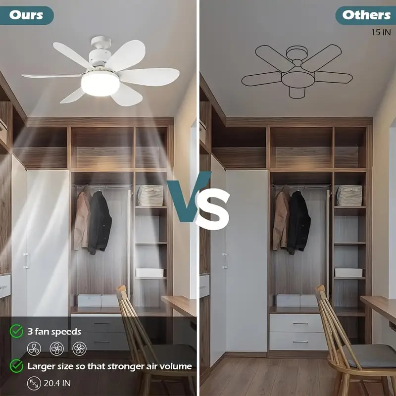 ⏳LAST DAY SALE 49% OFF🔥40W LED Ceiling Fan Light – 20.5” Ultra-Quiet with Remote 🎯 | E27 + FREE B22 Adapter 🔌 | For Bedroom 😴, Kitchen 👩‍🍳 & Garage 🛠️