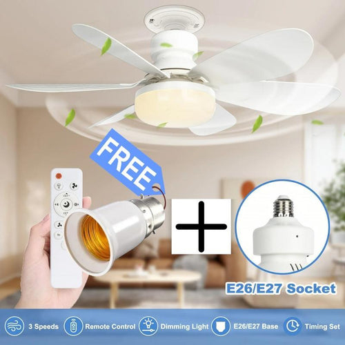⏳LAST DAY SALE 49% OFF🔥40W LED Ceiling Fan Light – 20.5” Ultra-Quiet with Remote 🎯 | E27 + FREE B22 Adapter 🔌 | For Bedroom 😴, Kitchen 👩‍🍳 & Garage 🛠️