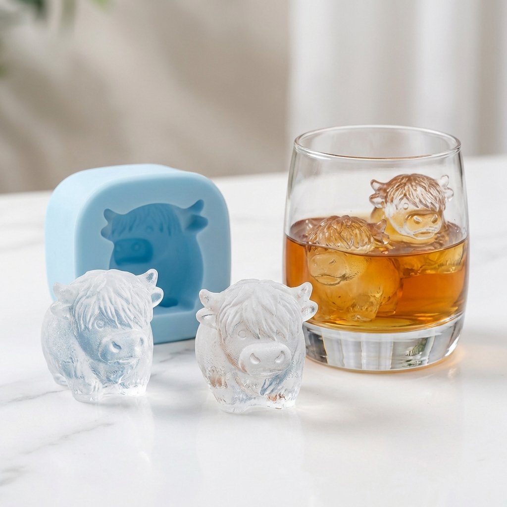⏳Last Day Special Price $8.99!!🐮 Mini Highland Cow Ice Cube Mold – Cute 3D Ice for Drinks, Parties & Gifts
