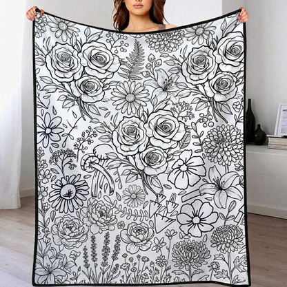 DIY Drawing Blanket with 24 Colors Markers, Doodle Your Own Blankets, Customizable Washable Paint & Play Blankets for Adults