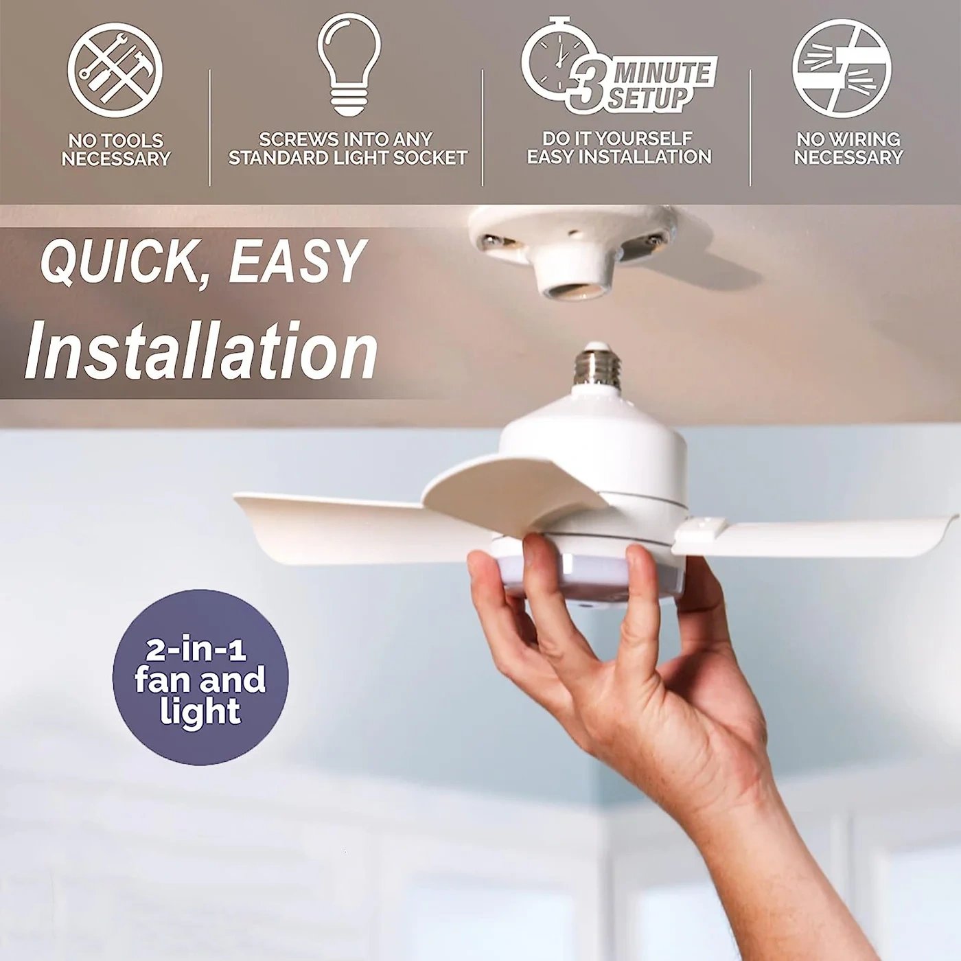⏳LAST DAY SALE 49% OFF🔥40W LED Ceiling Fan Light – 20.5” Ultra-Quiet with Remote 🎯 | E27 + FREE B22 Adapter 🔌 | For Bedroom 😴, Kitchen 👩‍🍳 & Garage 🛠️