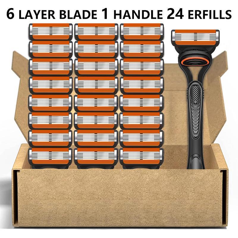 Men’s Razor Blade Refills Set – 48/24 Pack with Handle – Stellacis