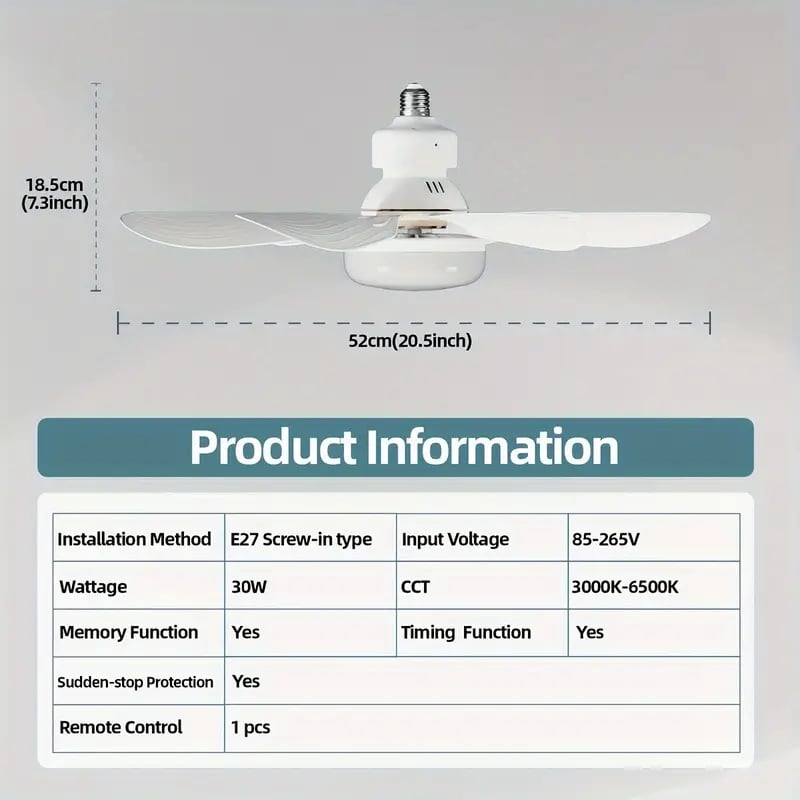 ⏳LAST DAY SALE 49% OFF🔥40W LED Ceiling Fan Light – 20.5” Ultra-Quiet with Remote 🎯 | E27 + FREE B22 Adapter 🔌 | For Bedroom 😴, Kitchen 👩‍🍳 & Garage 🛠️