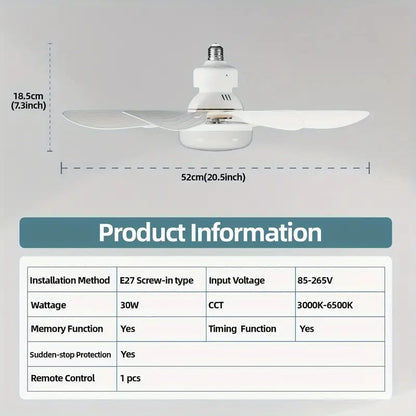 ⏳LAST DAY SALE 49% OFF🔥40W LED Ceiling Fan Light – 20.5” Ultra-Quiet with Remote 🎯 | E27 + FREE B22 Adapter 🔌 | For Bedroom 😴, Kitchen 👩‍🍳 & Garage 🛠️