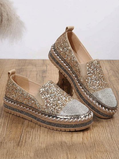 Rhinestone Sequin Slip-on Loafer Shoes