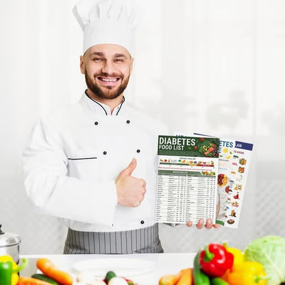 🔥3 Counts Diabetic Food Chart Brochure & Meal Planner - Low GI Foods, Calories, Glycemic Index, and Vitamin Chart
