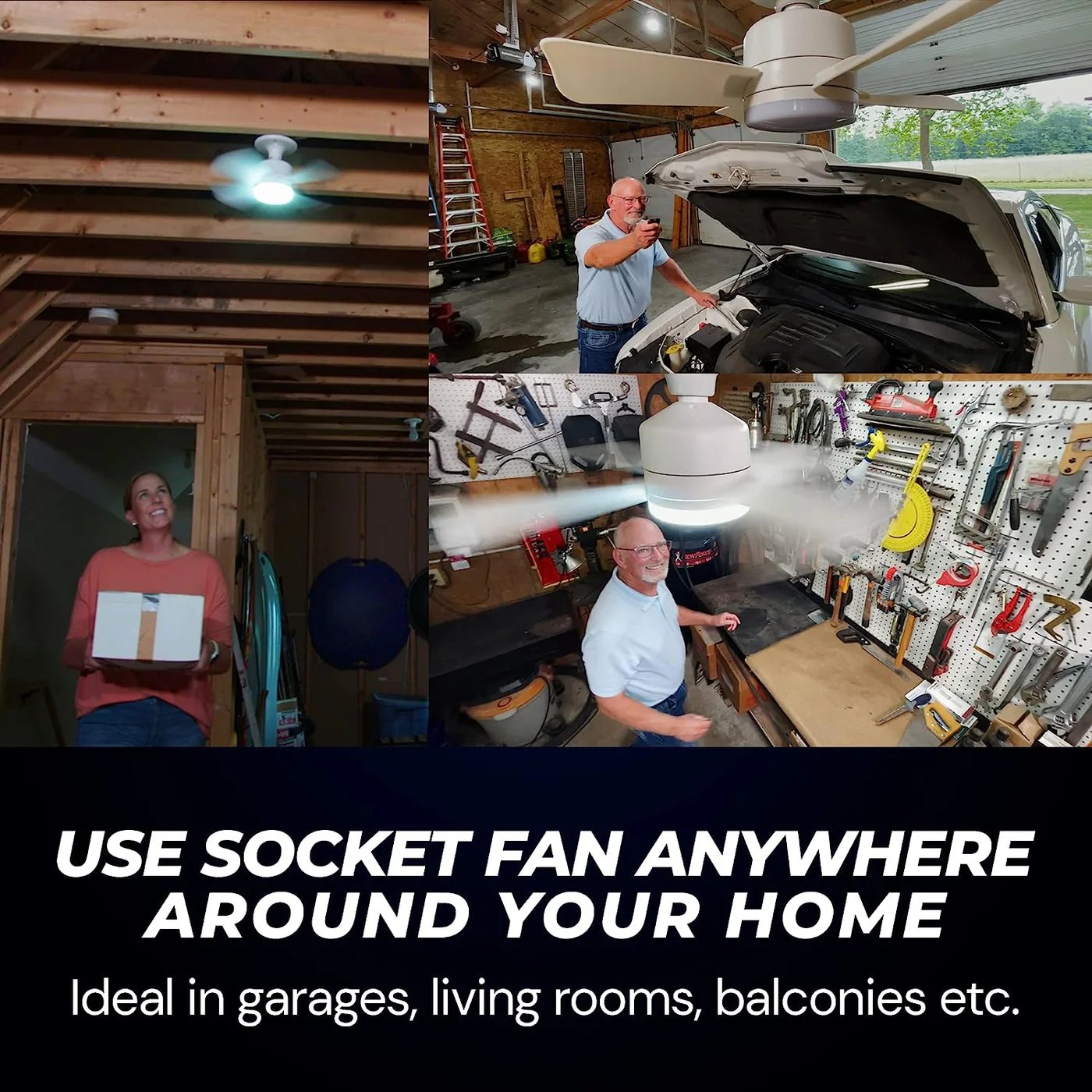 ⏳LAST DAY SALE 49% OFF🔥40W LED Ceiling Fan Light – 20.5” Ultra-Quiet with Remote 🎯 | E27 + FREE B22 Adapter 🔌 | For Bedroom 😴, Kitchen 👩‍🍳 & Garage 🛠️