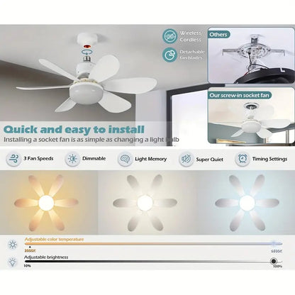 ⏳LAST DAY SALE 49% OFF🔥40W LED Ceiling Fan Light – 20.5” Ultra-Quiet with Remote 🎯 | E27 + FREE B22 Adapter 🔌 | For Bedroom 😴, Kitchen 👩‍🍳 & Garage 🛠️