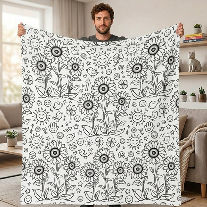 DIY Drawing Blanket with 24 Colors Markers, Doodle Your Own Blankets, Customizable Washable Paint & Play Blankets for Adults
