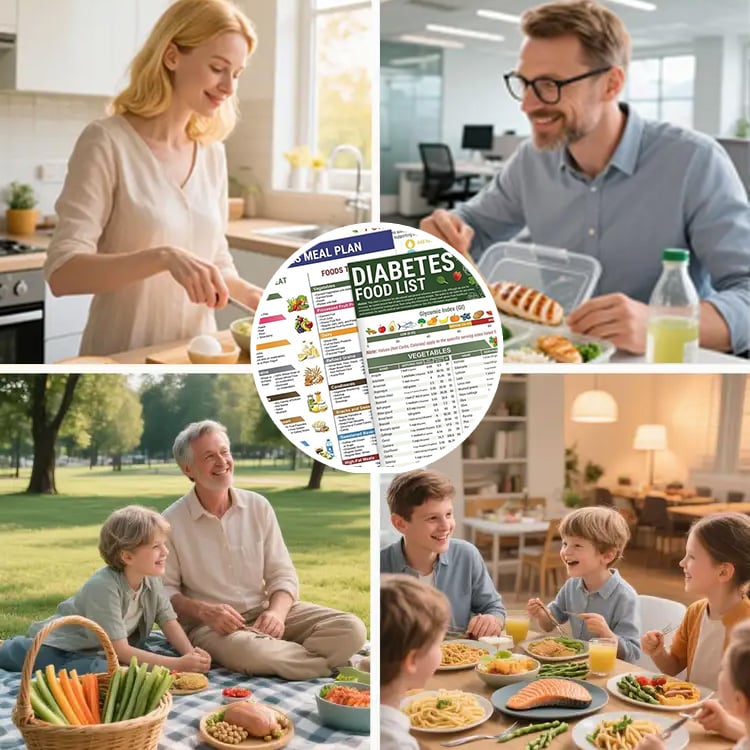 🔥3 Counts Diabetic Food Chart Brochure & Meal Planner - Low GI Foods, Calories, Glycemic Index, and Vitamin Chart