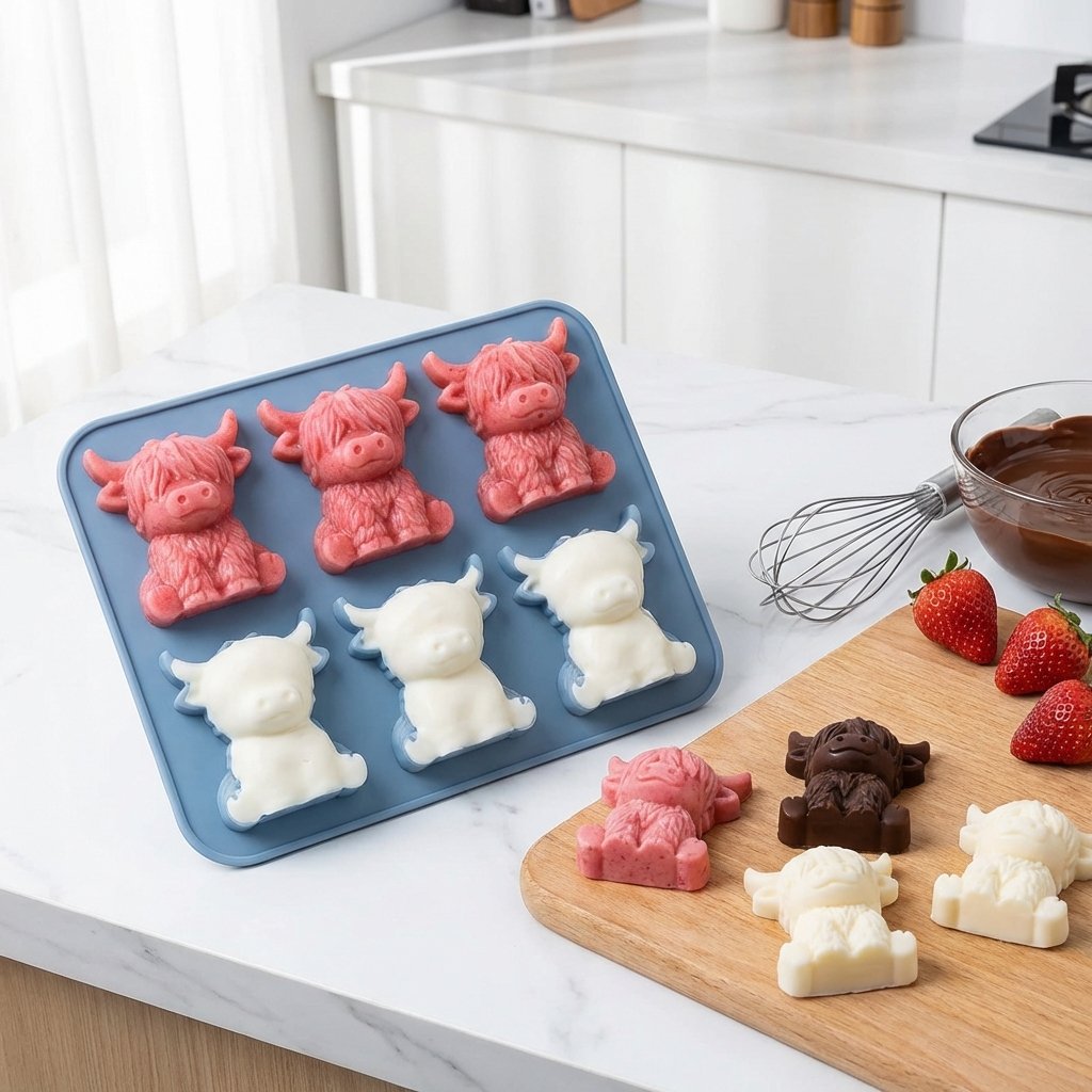 ⏳Last Day Special Price $8.99!!🐮 Mini Highland Cow Ice Cube Mold – Cute 3D Ice for Drinks, Parties & Gifts