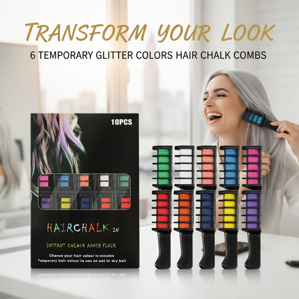 📢📢Buy 2 Get 1 Free⏰Temporary Hair Dye Chalk Comb- Cruelty Free