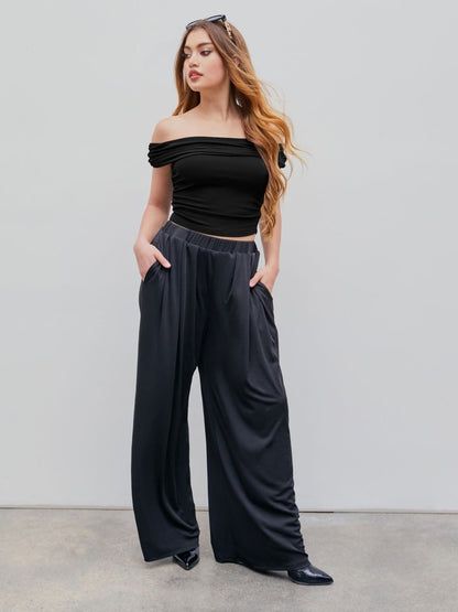 🔥LAST DAY SALE- ONLY $17.99!!⚡80K+ SOLD!💝Women's High Elastic Wide Leg Pants with Pocket