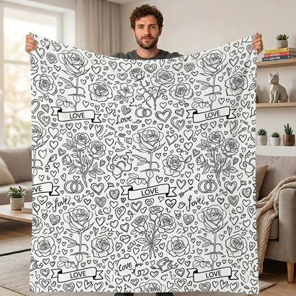 DIY Drawing Blanket with 24 Colors Markers, Doodle Your Own Blankets, Customizable Washable Paint & Play Blankets for Adults