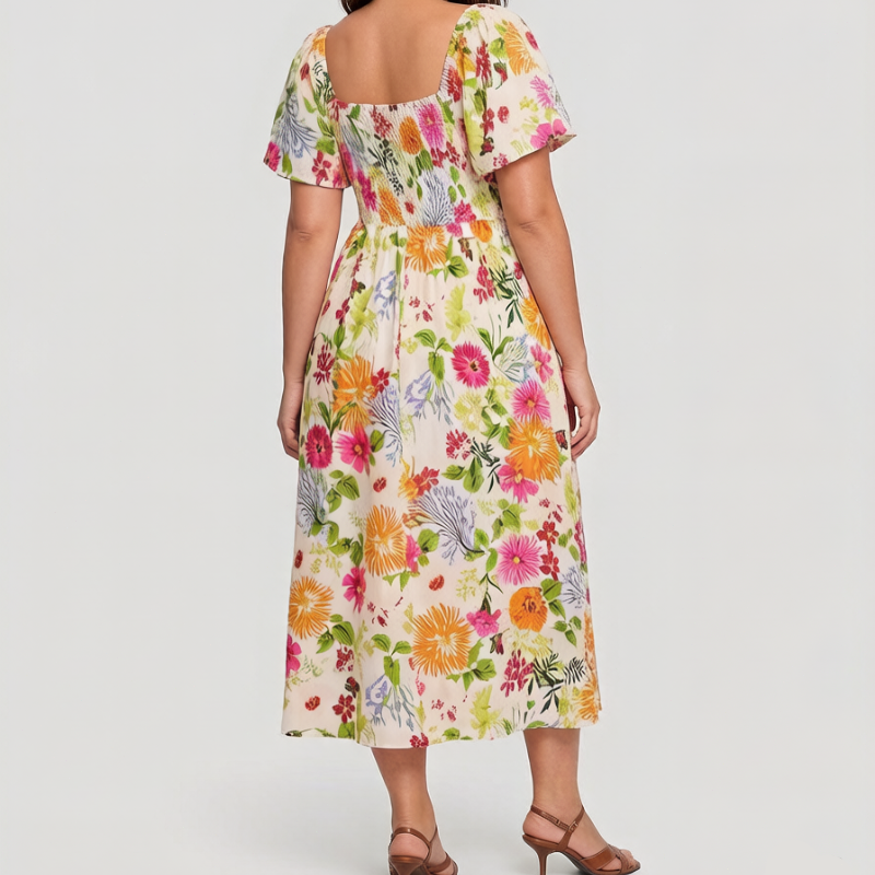 Floral Ruched Square-Neck Dress with Pockets product image 7
