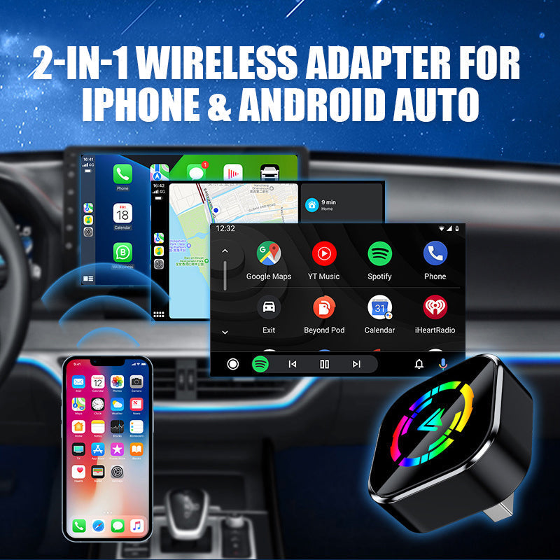 📢📢LAST DAY SALE 50% OFF!🔥2-in-1 Wireless Adapter for iPhone & Android Auto