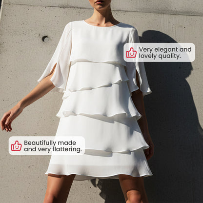 💕Mother's Day Special Sale 50% OFF!!🎁Women's Elegant Layered Ruffle Sleeve Dress – Effortless Style for Every Occasion💃