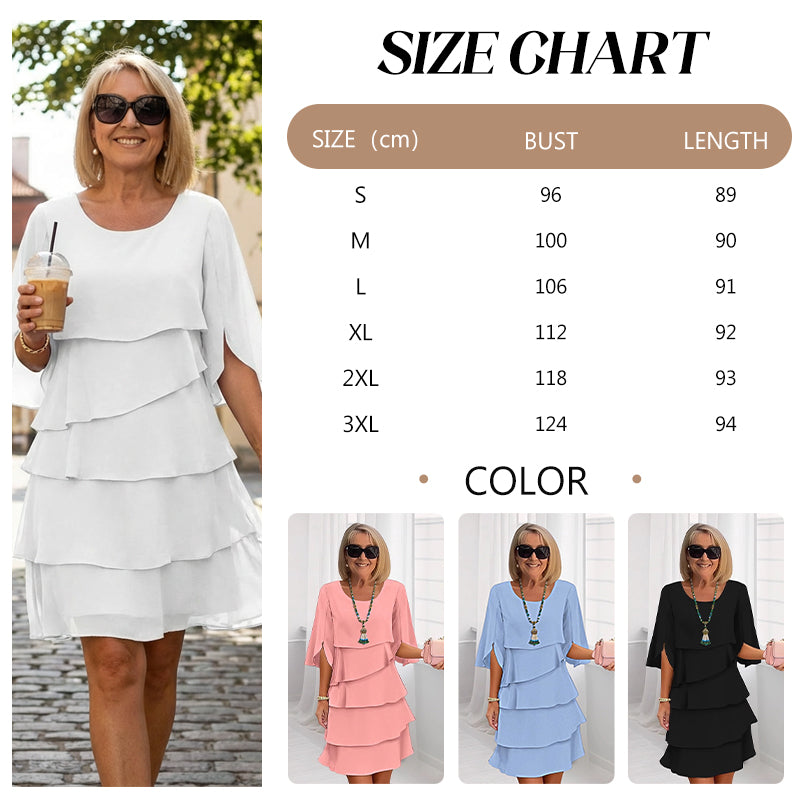 💕Mother's Day Special Sale 50% OFF!!🎁Women's Elegant Layered Ruffle Sleeve Dress – Effortless Style for Every Occasion💃