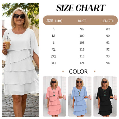 💕Mother's Day Special Sale 50% OFF!!🎁Women's Elegant Layered Ruffle Sleeve Dress – Effortless Style for Every Occasion💃