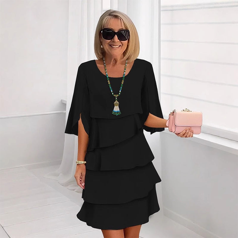 💕Mother's Day Special Sale 50% OFF!!🎁Women's Elegant Layered Ruffle Sleeve Dress – Effortless Style for Every Occasion💃