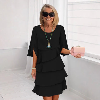 💕Mother's Day Special Sale 50% OFF!!🎁Women's Elegant Layered Ruffle Sleeve Dress – Effortless Style for Every Occasion💃