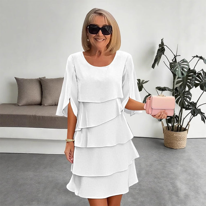 💕Mother's Day Special Sale 50% OFF!!🎁Women's Elegant Layered Ruffle Sleeve Dress – Effortless Style for Every Occasion💃