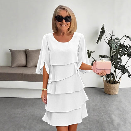 💕Mother's Day Special Sale 50% OFF!!🎁Women's Elegant Layered Ruffle Sleeve Dress – Effortless Style for Every Occasion💃