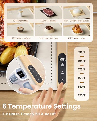 Full Surface Heating Food Warming Mat with 6 Temperature Settings