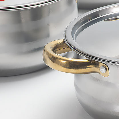 📢📢50%  OFF !! ⏰5-Piece Stainless Steel Cookware Set with Glass Lids