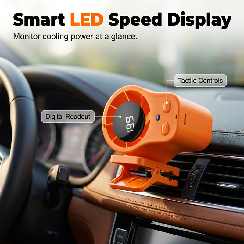 🌀Summer Hot Sale - ONLY $14.99!!💨50K+ SOLD!🚙Hands-Free Personal Cooling Fan with LED Display❄️🌬️