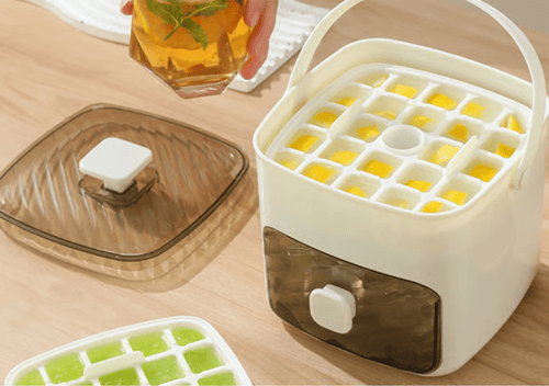 Handled Press-Type Ice Cube Tray (Double-Layer)