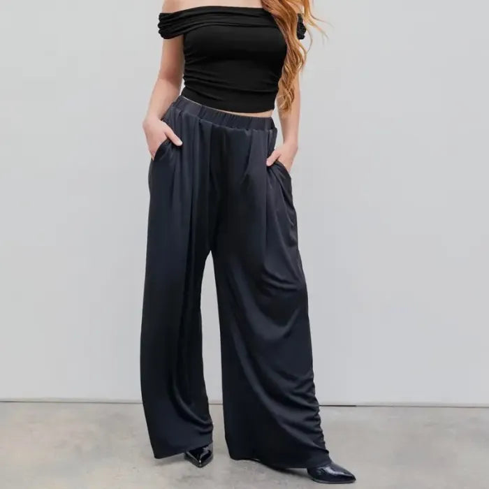 🔥LAST DAY SALE- ONLY $17.99!!⚡80K+ SOLD!💝Women's High Elastic Wide Leg Pants with Pocket